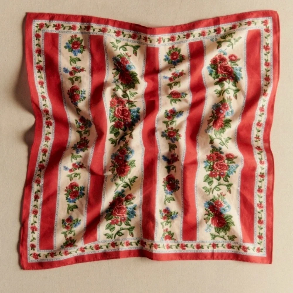 🇫🇷 Sézane Gaston Le Foulard Floral Striped Scarf - Picture 2 of 6